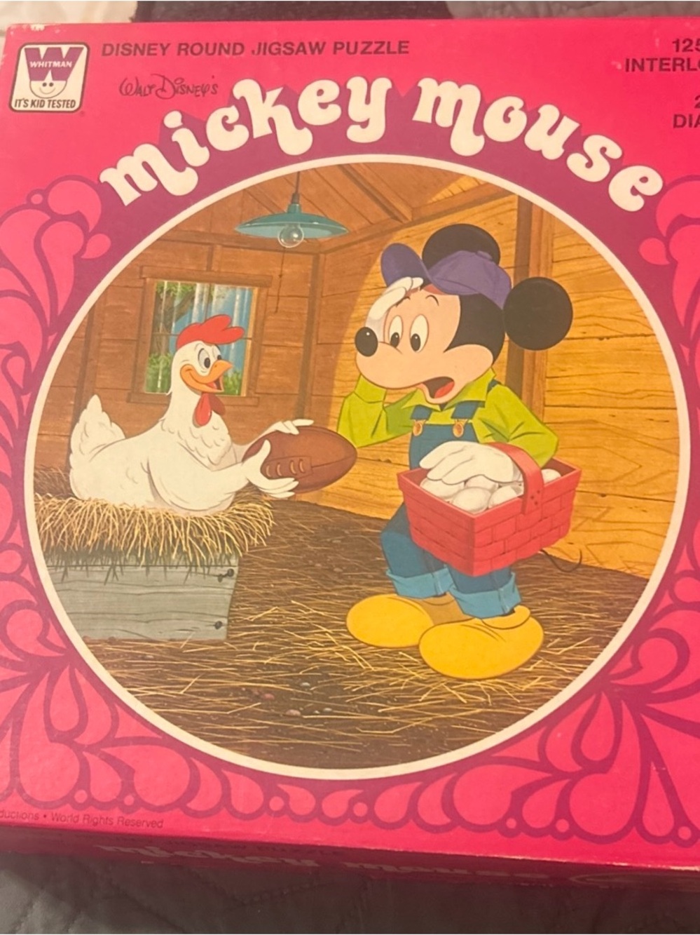 Mickey Mouse Round Jigsaw Puzzle Box - Bright Pink